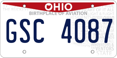 OH license plate GSC4087