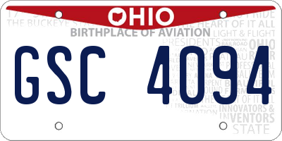 OH license plate GSC4094