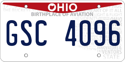 OH license plate GSC4096