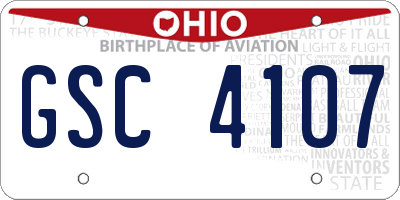 OH license plate GSC4107