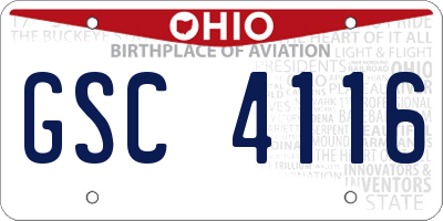 OH license plate GSC4116