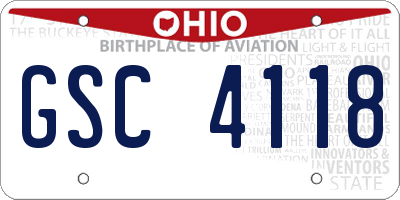 OH license plate GSC4118