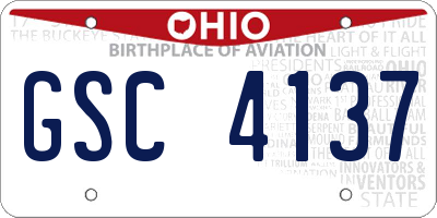 OH license plate GSC4137