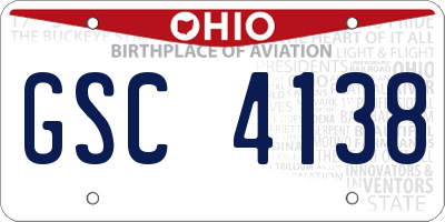 OH license plate GSC4138