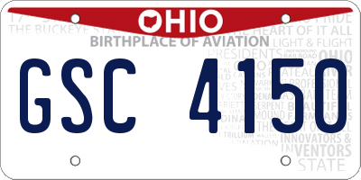 OH license plate GSC4150