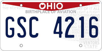 OH license plate GSC4216