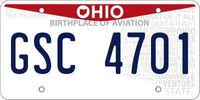 OH license plate GSC4701