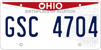 OH license plate GSC4704