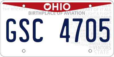 OH license plate GSC4705