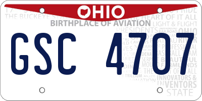 OH license plate GSC4707