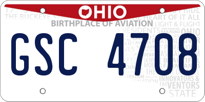 OH license plate GSC4708