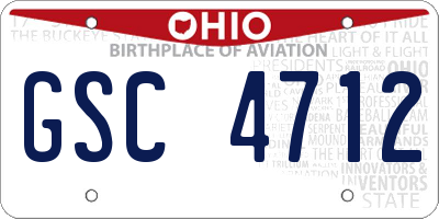 OH license plate GSC4712