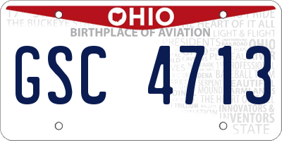 OH license plate GSC4713