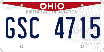 OH license plate GSC4715