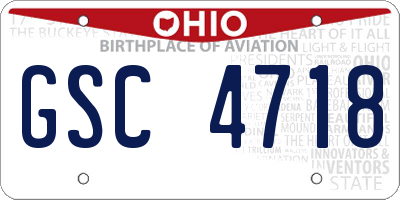 OH license plate GSC4718