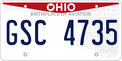 OH license plate GSC4735