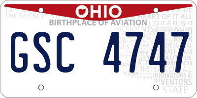 OH license plate GSC4747