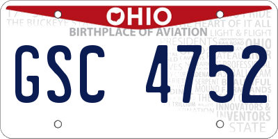 OH license plate GSC4752