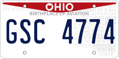 OH license plate GSC4774