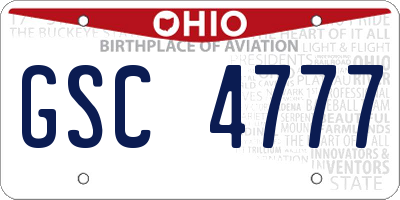 OH license plate GSC4777