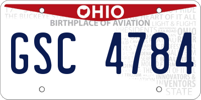 OH license plate GSC4784