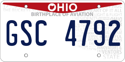 OH license plate GSC4792