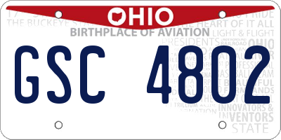 OH license plate GSC4802