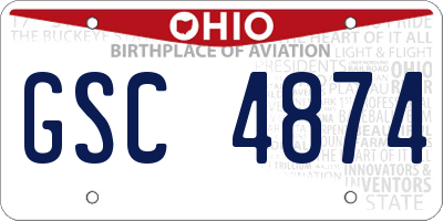 OH license plate GSC4874