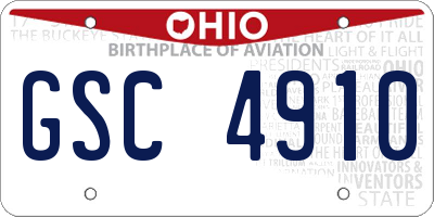 OH license plate GSC4910