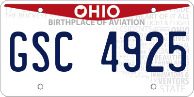 OH license plate GSC4925