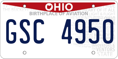 OH license plate GSC4950