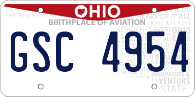 OH license plate GSC4954