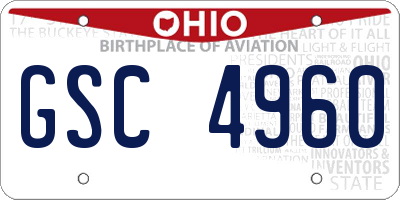 OH license plate GSC4960