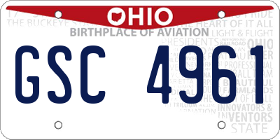 OH license plate GSC4961