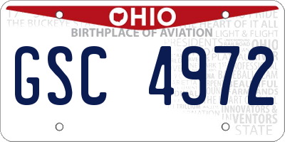 OH license plate GSC4972