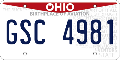 OH license plate GSC4981