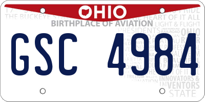 OH license plate GSC4984