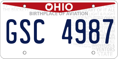 OH license plate GSC4987