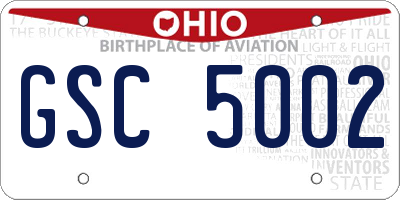 OH license plate GSC5002