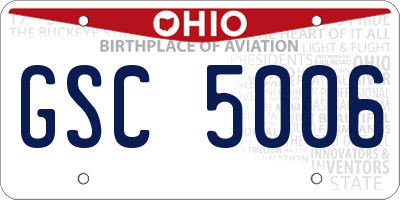 OH license plate GSC5006