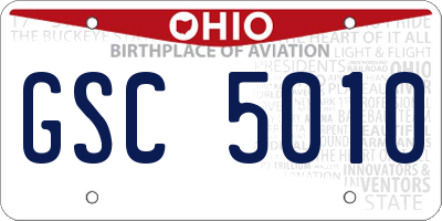 OH license plate GSC5010