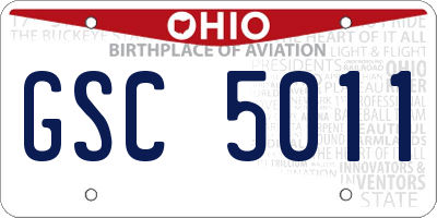 OH license plate GSC5011