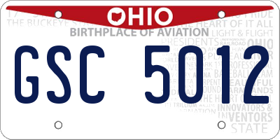 OH license plate GSC5012