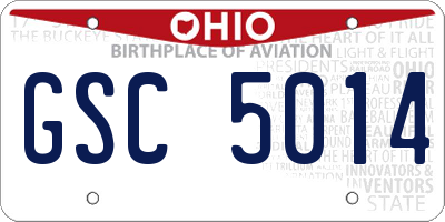 OH license plate GSC5014