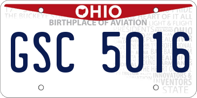 OH license plate GSC5016