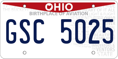 OH license plate GSC5025