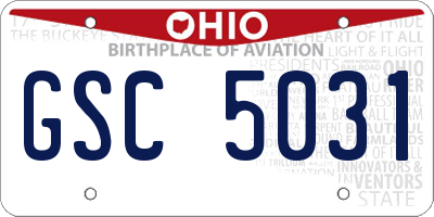 OH license plate GSC5031