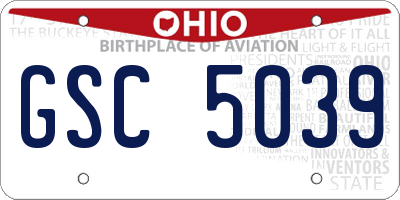 OH license plate GSC5039