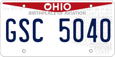 OH license plate GSC5040