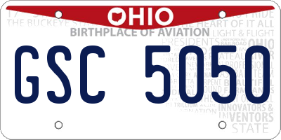 OH license plate GSC5050